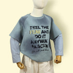 Kids Blue “Feel the Fear” Printed Oversized Sweatshirt – Trendy Casual Streetwear