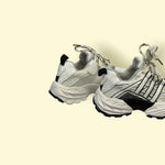 Kids White & Black Mesh Sports Sneakers | Lightweight & Breathable | With Lays & Sticker