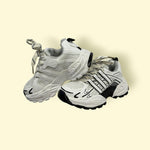 Kids White & Black Mesh Sports Sneakers | Lightweight & Breathable | With Lays & Sticker