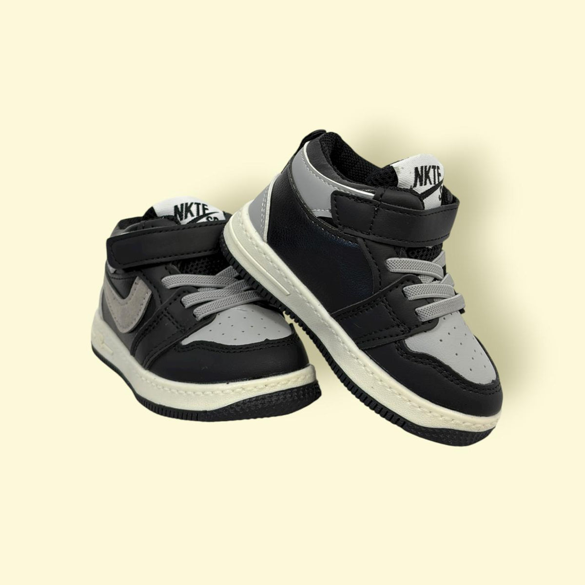 Kids Stylish Black & Grey Sports Sneakers | Comfortable & Durable | With Lays & Sticker