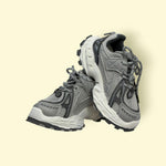 Kids Grey Chunky Sports Sneakers – Breathable Mesh | Rugged Grip Sole | Lace & Sticker Option