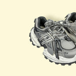 Kids Grey Chunky Sports Sneakers – Breathable Mesh | Rugged Grip Sole | Lace & Sticker Option