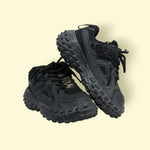 Black Chunky Trail Sneakers for Men &amp; Women – Dual Closure (Lace & Sticker Strap) | Trendy All-Terrain Shoes