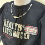 Kids Black Graphic Sweatshirt with Checked Sleeves