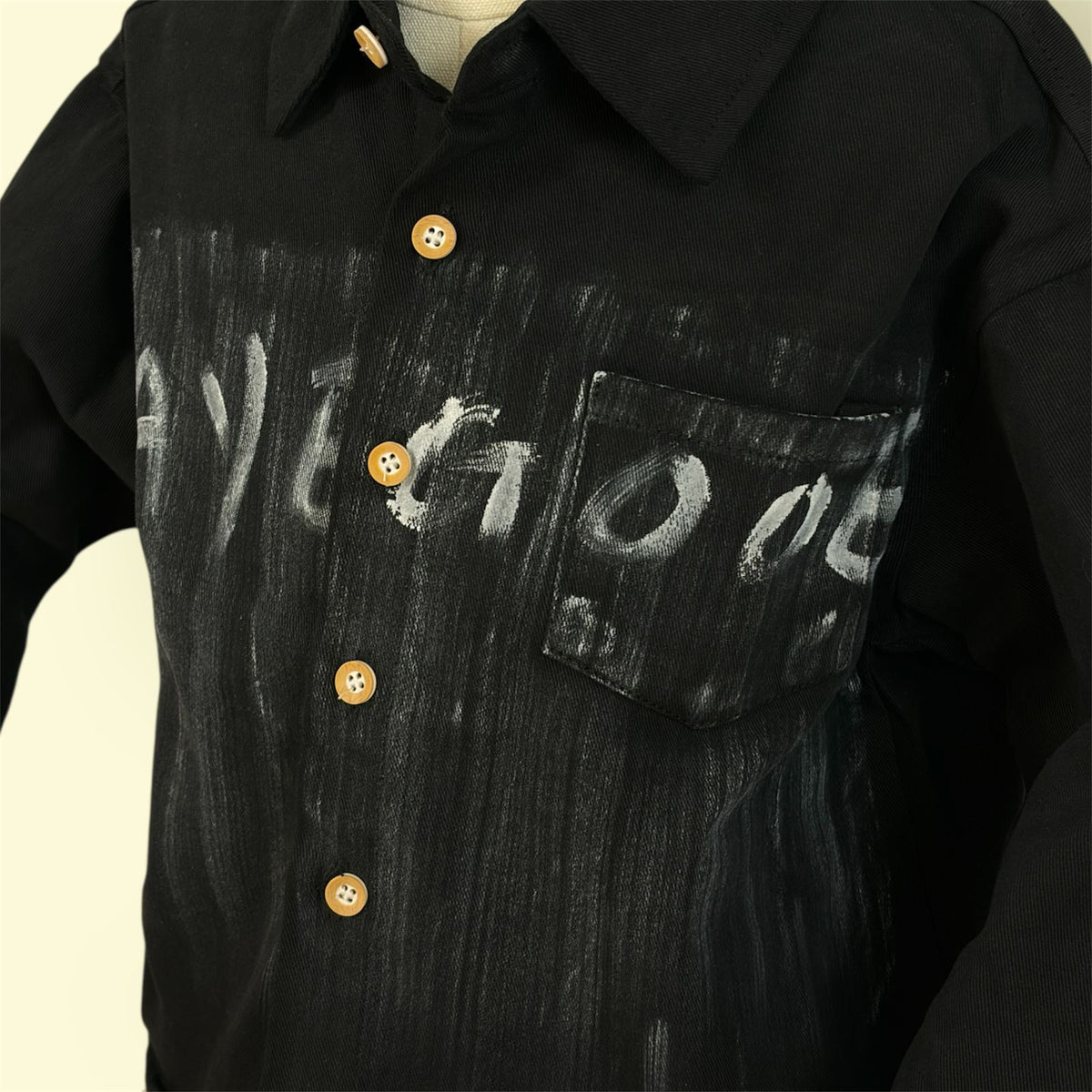 Kids Stylish Black Shirt with Front Pocket and Button Closure