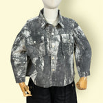 Kids Grey Tie-Dye Denim Shirt with Front Pockets