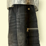 Kids Black Cargo Pants with Elastic Waist and Zipper Pockets