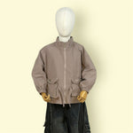 Kids Beige Zipper Jacket with Front Pockets and Elastic Cuffs