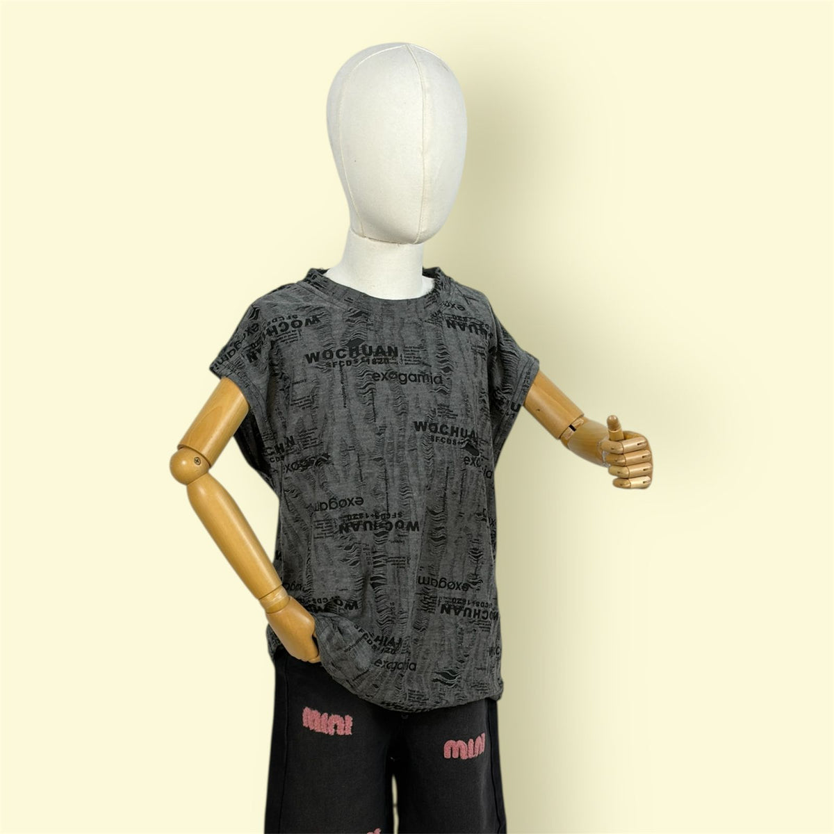 Kids Dark Grey Printed T-Shirt | Soft Cotton Casual Wear for Boys & Girls | Trendy Text Print Top