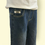 Kids Blue Wide-Leg Jeans | Soft Denim Elastic Waist Pants for Boys & Girls | Casual Loose Fit Trousers