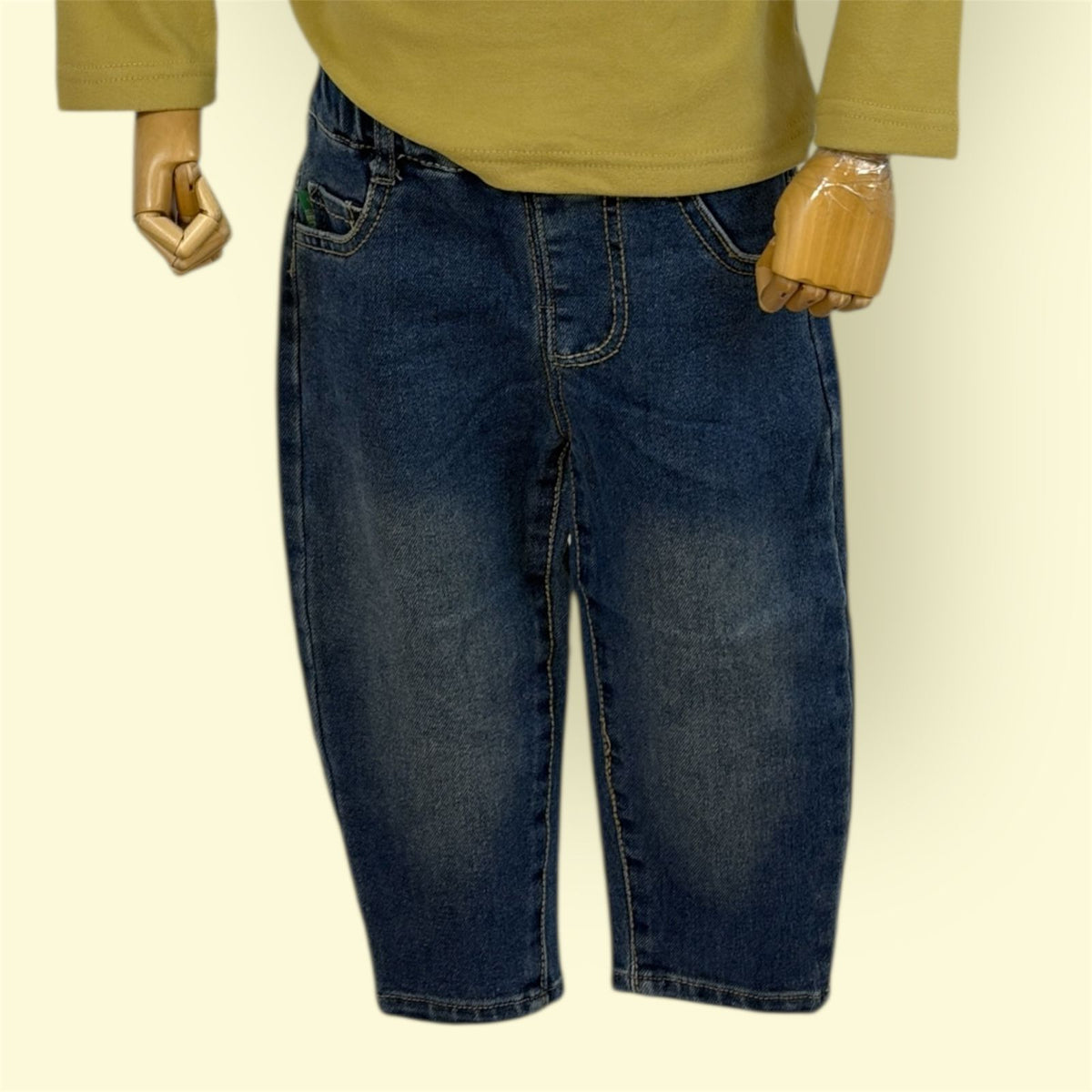 Kids Blue Elastic Waist Denim Jeans