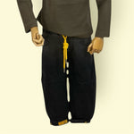 Stylish Elastic Waist Black Kids Jeans with Yellow Drawstring | Trendy Casual Denim Pants for Boys & Girls