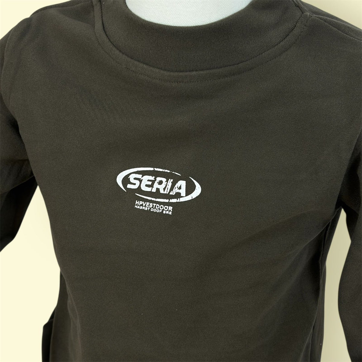 Olive Green Full Sleeve Kids T-Shirt with Printed Logo | Stylish Casual Top for Boys & Girls