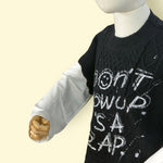 Trendy Kids Unisex 2-Piece Top Set – White Long Sleeve T-Shirt with Black Knit Printed Pullover