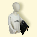 Trendy Kids Unisex 2-Piece Top Set – White Long Sleeve T-Shirt with Black Knit Printed Pullover