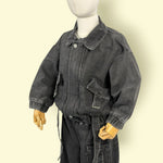 Trendy Black Denim Jacket & Cargo Pants Unisex Set– Stylish 2-Piece Outfit