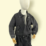 Trendy Black Denim Jacket & Cargo Pants Unisex Set– Stylish 2-Piece Outfit