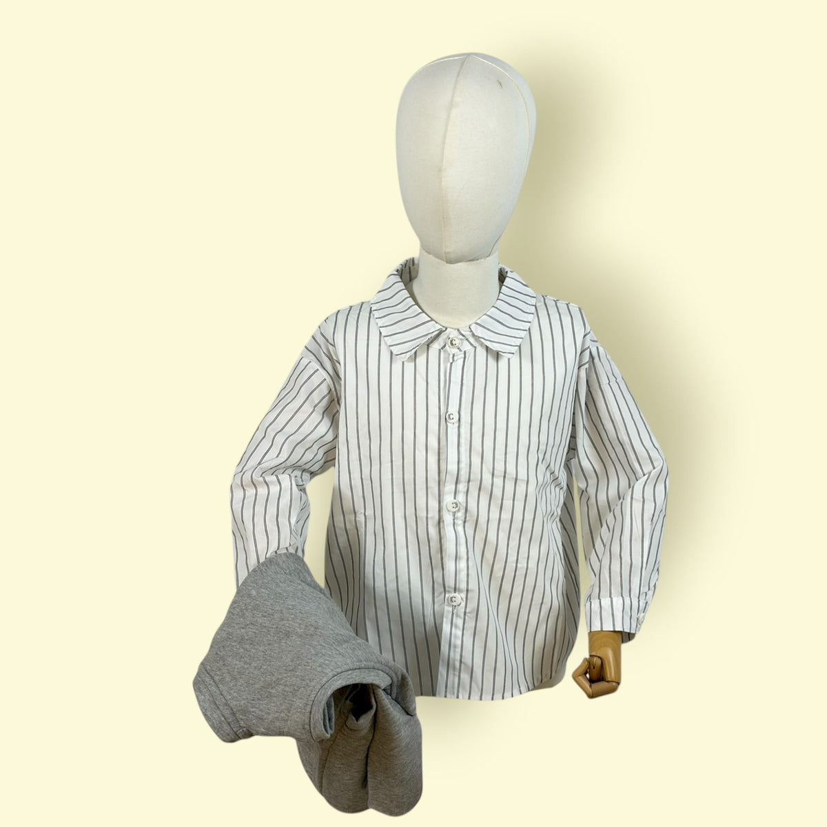 Trendy Unisex 2-Piece Set – Striped Shirt with Grey Sleeveless Vest | Stylish Casual Outfit