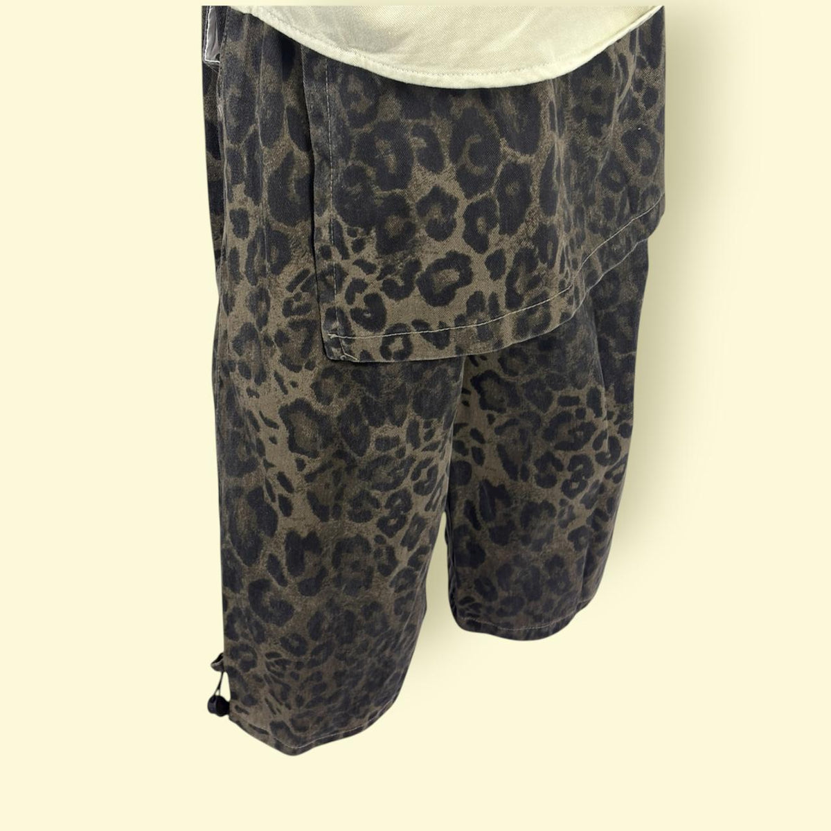 Unisex Leopard Print Cargo Pants With Elastic Waist