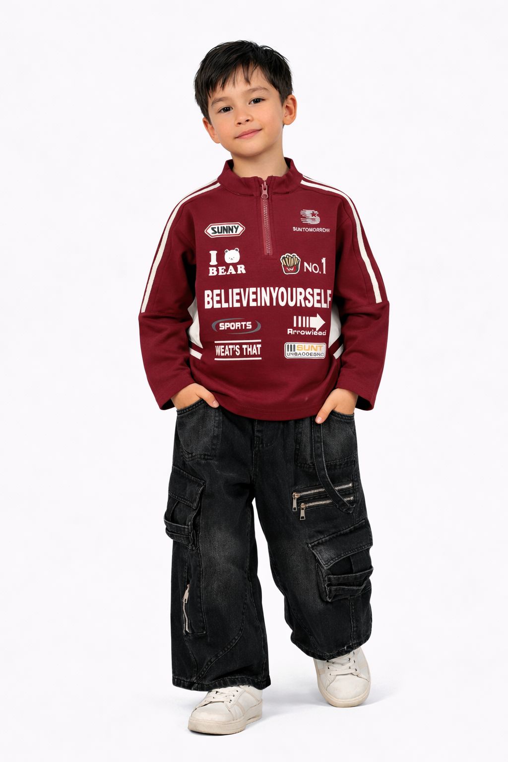 Kids Printed Half Zip Sweatshirt